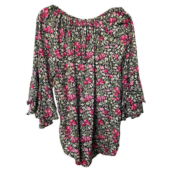 Floral Ruffle Sleeve Blouse - Picture 6 of 7